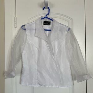 Alex Evenings Petite White Blouse 3/4 Sleeves